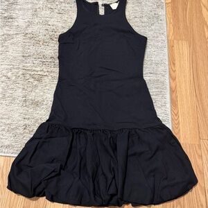Black Sleeveless Dress with Ruffled Hem
